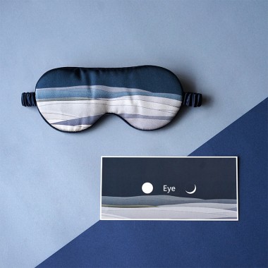 Navy Printed Silk Eye Mask Australia