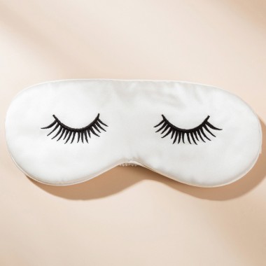 White Silk Eye Mask with Printed Eyelashes Australia