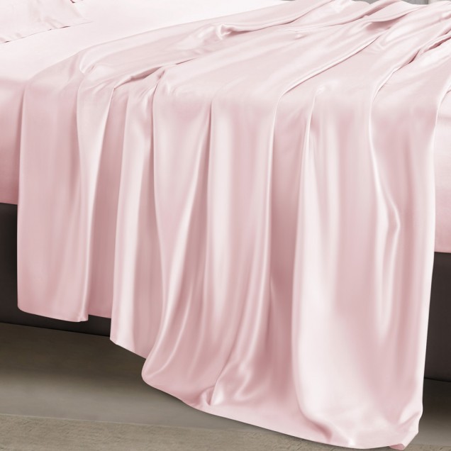 Baby Pink 22 Momme Mulberry Silk Flat Sheet Australia