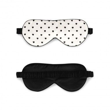 Black & White Heart Silk Sleep Mask Australia