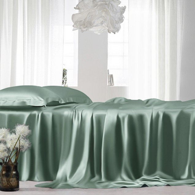 Celadon Green 22 Momme Mulberry Silk Flat Sheet Australia