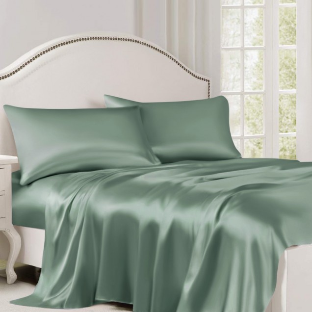 Celadon Green 22 Momme Mulberry Silk Flat Sheet Australia