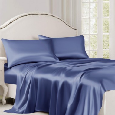 Dark Blue 22 Momme Mulberry Silk Flat Sheet Australia