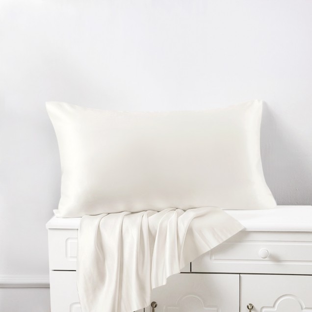 Ivory 22 Momme Mulberry Silk Pillowcase with Hidden Zipper Australia