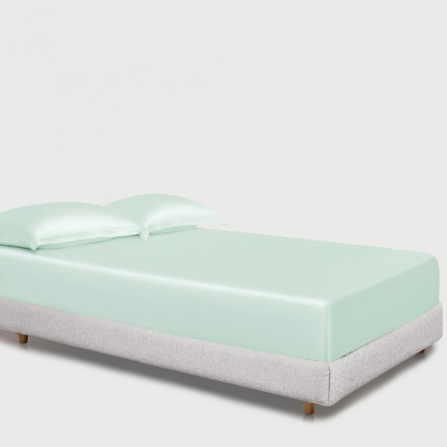 Light Cyan 22 Momme Mulberry Silk Fitted Sheet Australia