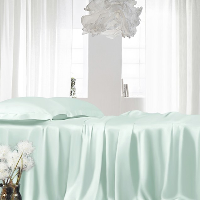 Light Cyan 22 Momme Mulberry Silk Fitted Sheet Australia