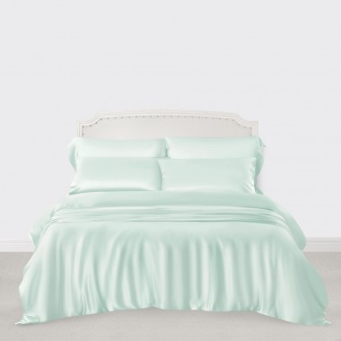 Light Cyan 3 PCS 22 Momme Mulberry Silk Duvet Cover Set Australia