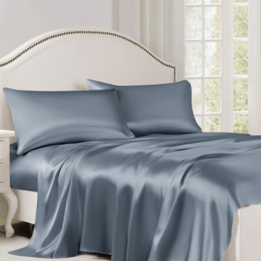 Misty Blue 22 Momme Mulberry Silk Flat Sheet Australia