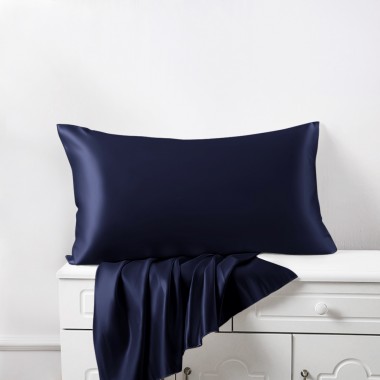 Navy 22 Momme Mulberry Silk Pillowcase with Hidden Zipper Australia