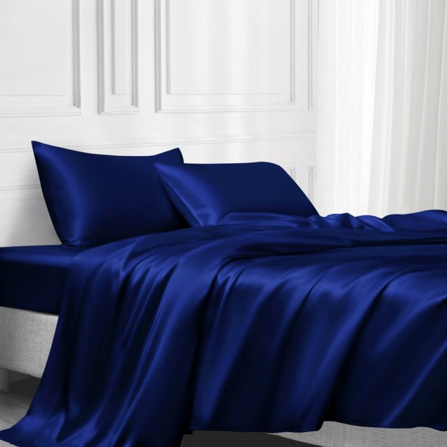 Royal Blue 22 Momme Mulberry Silk Flat Sheet Australia