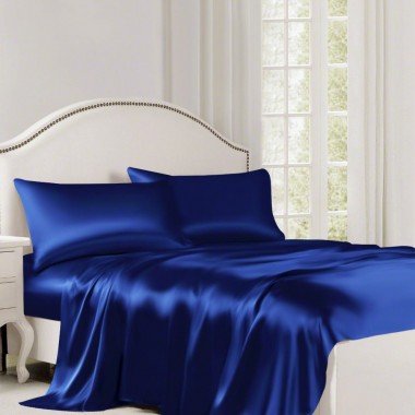 Royal Blue 22 Momme Mulberry Silk Flat Sheet Australia