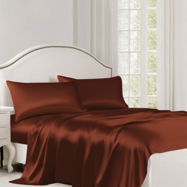 Rust Red 22 Momme Mulberry Silk Flat Sheet Australia