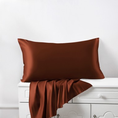 Rust Red 22 Momme Mulberry Silk Pillowcase with Hidden Zipper Australia