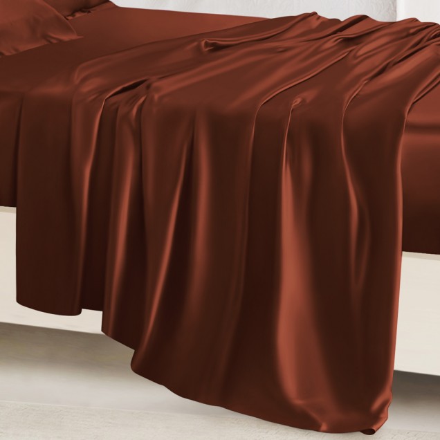 Rust Red 22 Momme Mulberry Silk Sheet Set Australia