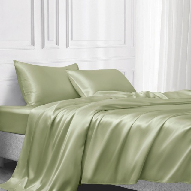 Sage Green 22 Momme Mulberry Silk Flat Sheet Australia