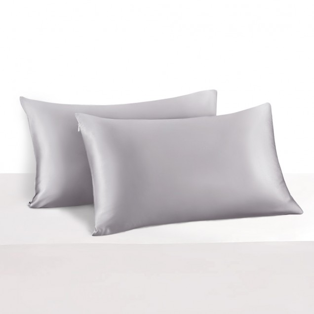 Silver 22 Momme Mulberry Silk Pillowcase with Hidden Zipper Australia