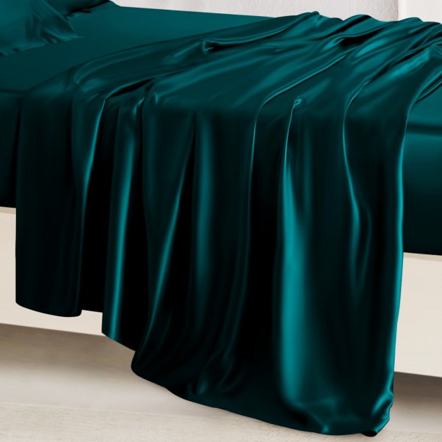 Teal 22 Momme Mulberry Silk Flat Sheet Australia