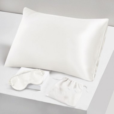 Two Piece Silk Gift Set Ivory Pillowcase & Eye Mask Australia