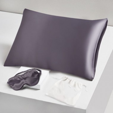 Two Piece Silk Gift Set Slate Gray Pillowcase & Eye Mask Australia