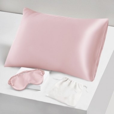 Two Piece Silk Gift Set Suede Rose Pillowcase & Eye Mask Australia