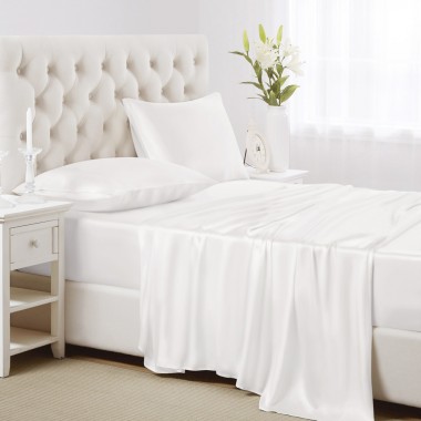 White 22 Momme Mulberry Silk Sheet Set Australia